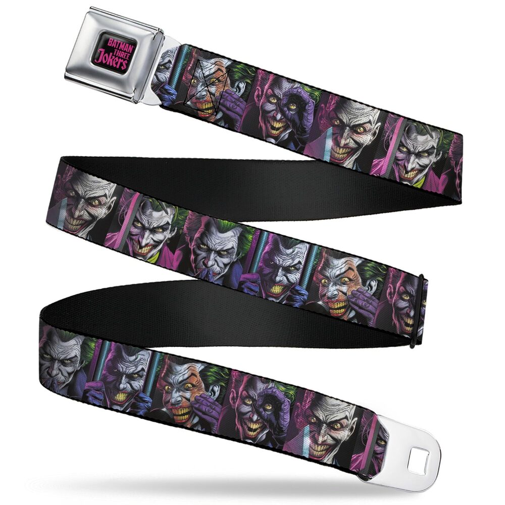 8414 DC Comics Belt, Seatbelt Buckle Belt, Joker Comic Book Cover Face